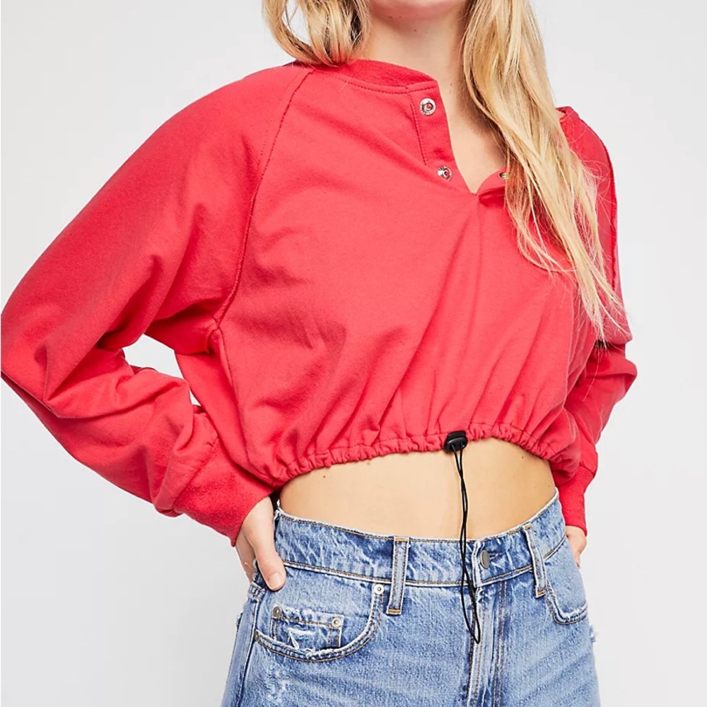 Intimately Free People Team Player Cropped Long Sleeve Pullover.